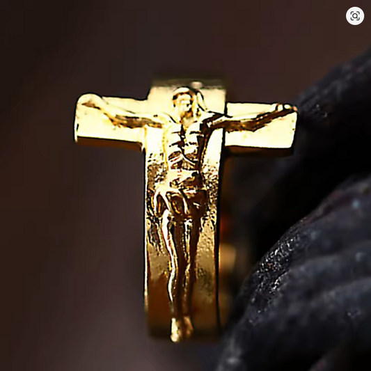 Premium Gold Jesus Crucifix Ring