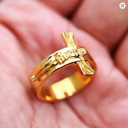 Premium Gold Jesus Crucifix Ring
