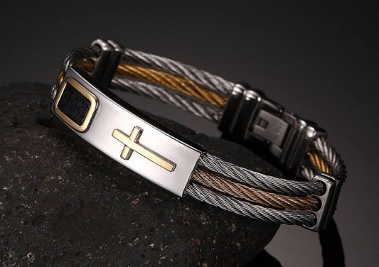 Premium Gold Stainless Steel Cross Bracelet