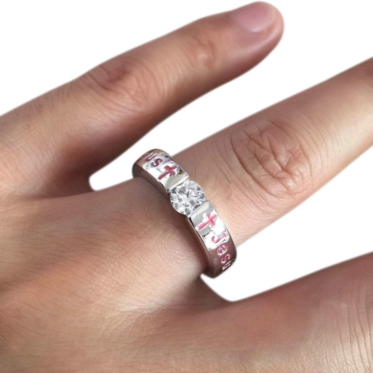 Pink Diamond Jesus Ring