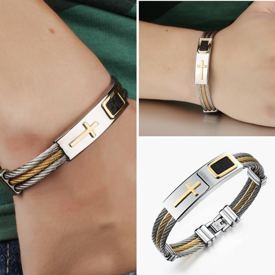 Bracelet - Premium Gold Stainless Steel Cross Bracelet